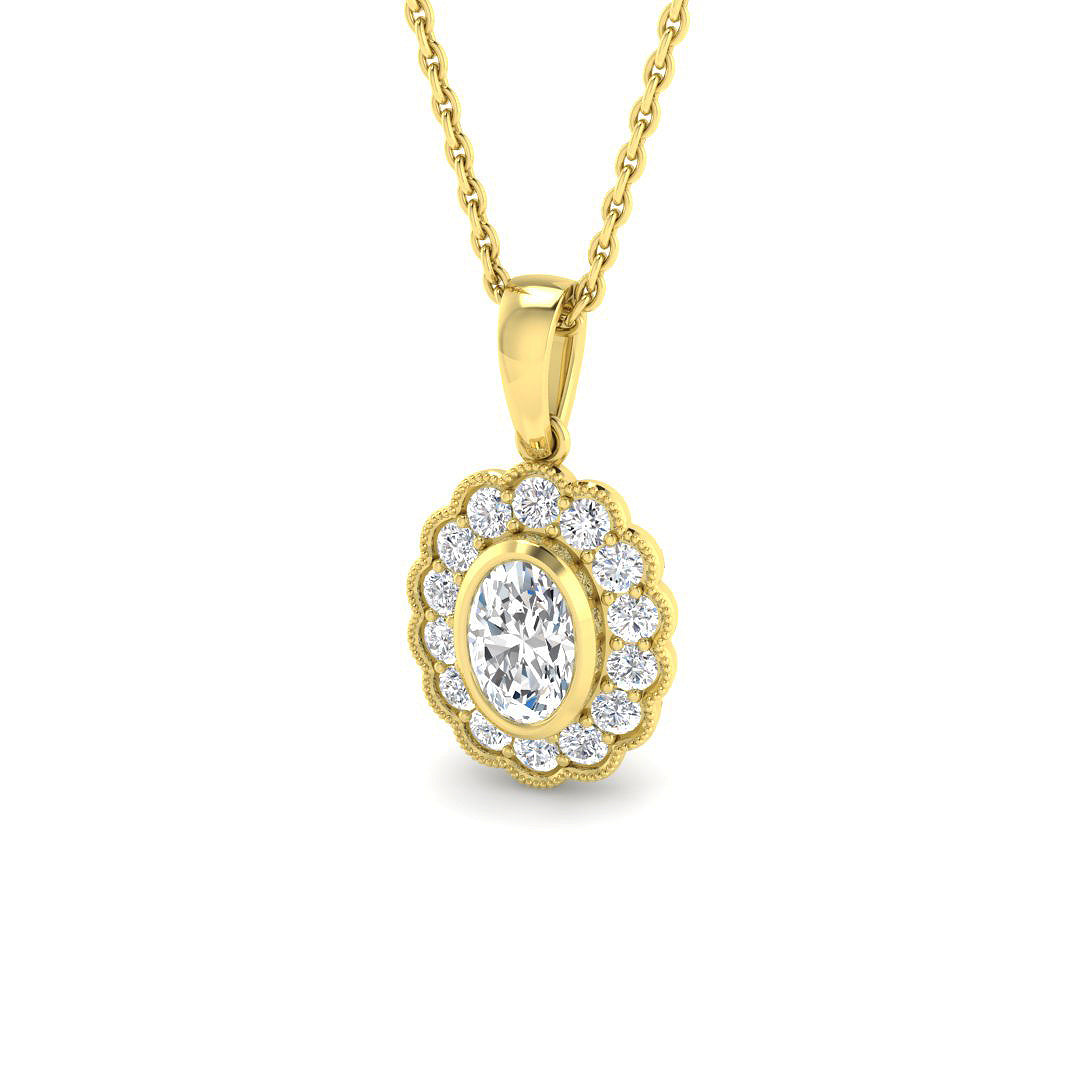 9ct Yellow Gold Oval Lab Grown Diamond Pendant 1