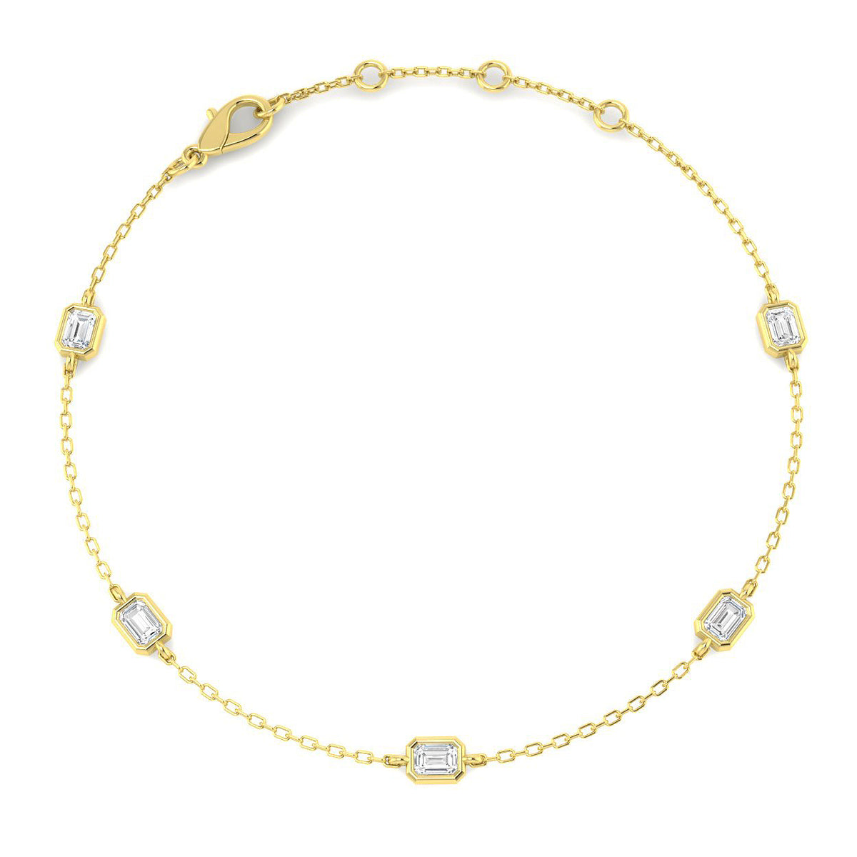 9ct Yellow Gold Emerald Cut Lab Grown Diamond Bracelet 1