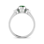 9ct White Gold Oval Emerald and Diamond Ring 2