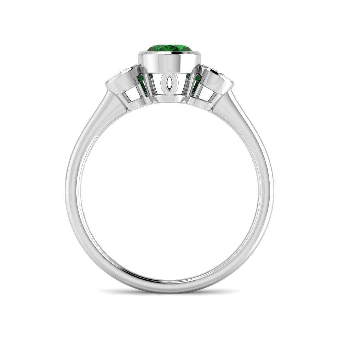 9ct White Gold Oval Emerald and Diamond Ring 2