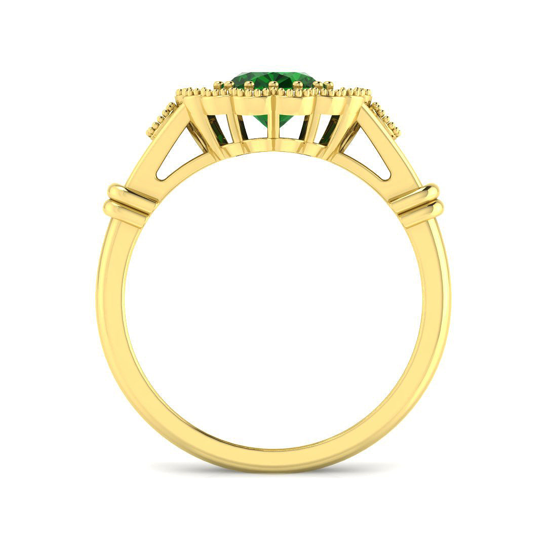 9ct Yellow Gold Oval Emerald and Diamond Ring 2