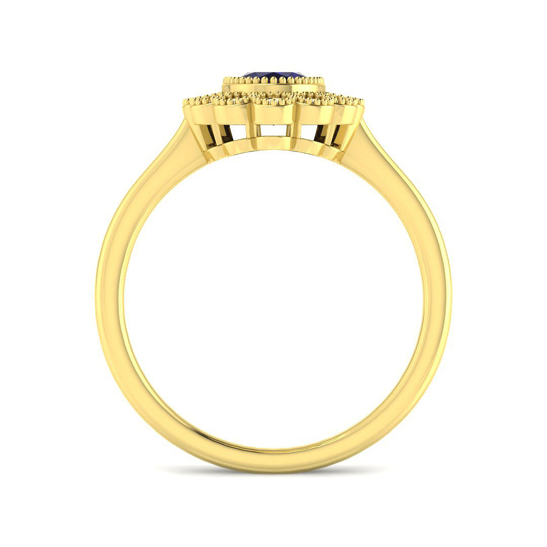 9ct Yellow Gold Oval Blue Sapphire and Diamond Ring 2
