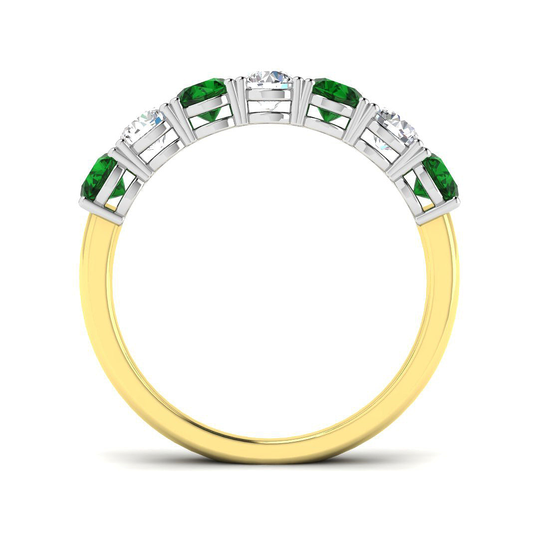 18ct Two Tone Round Emerald and Diamond Ring 2