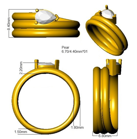 9ct Yellow Gold Pear Lab Grown Diamond Ring 3
