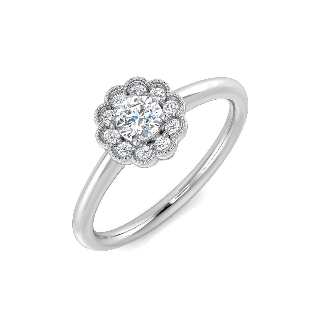 18ct White Gold Round Diamond Ring 1