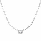 9ct White Gold Emerald Cut Lab Grown Diamond Necklace 1