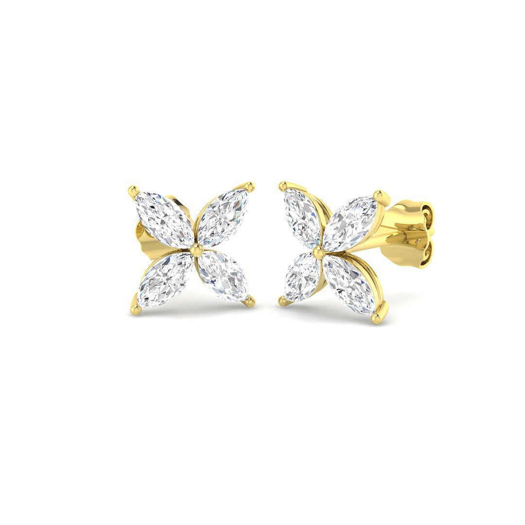 9ct Yellow Gold Marquise Lab Grown Diamond Earrings 1
