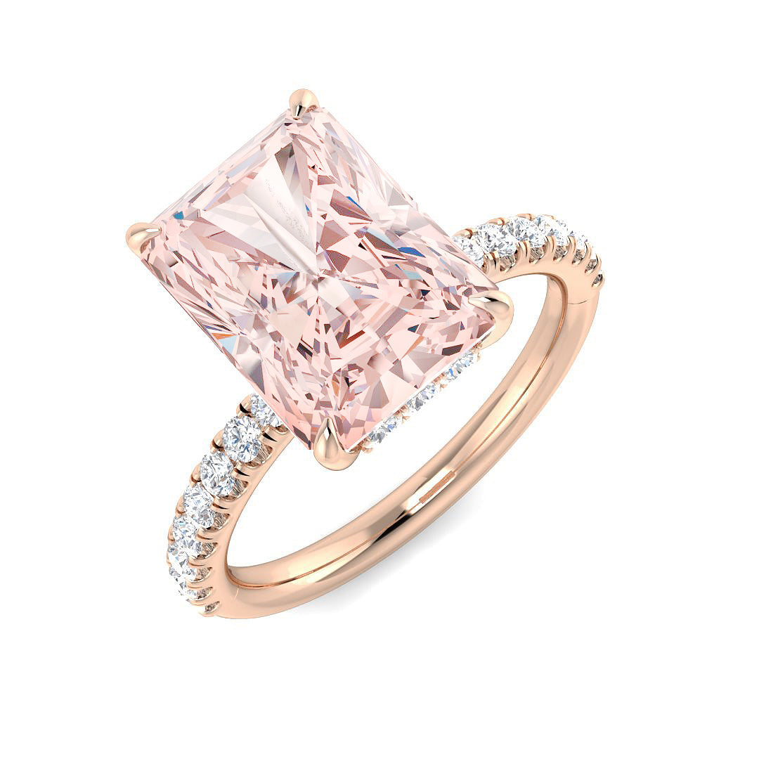 9ct Rose Gold Radiant Lab Pink Diamond Ring 1