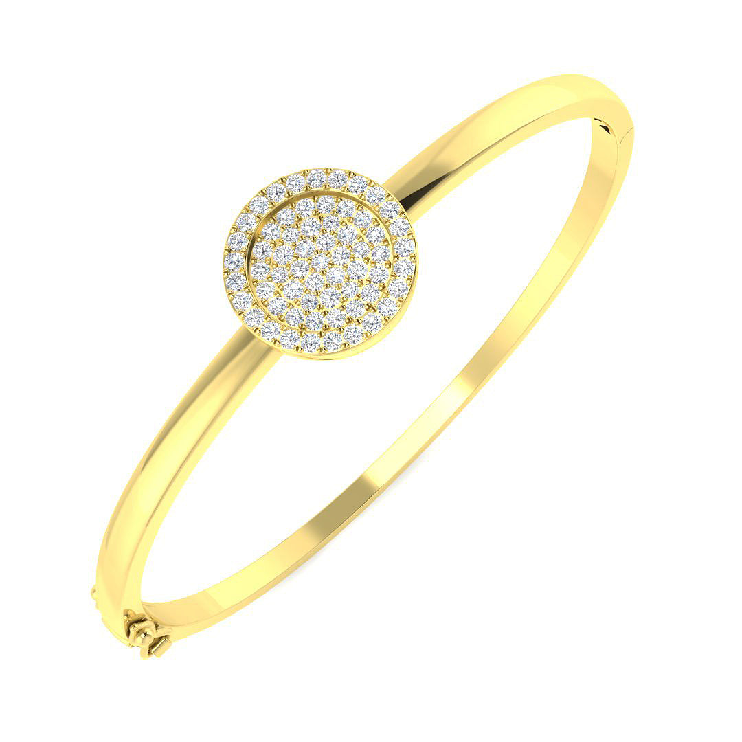 9ct Yellow Gold Round Lab Grown Diamond Bangle 1