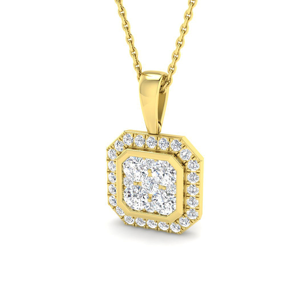 9ct Yellow Gold Round Lab Grown Diamond Pendant 1