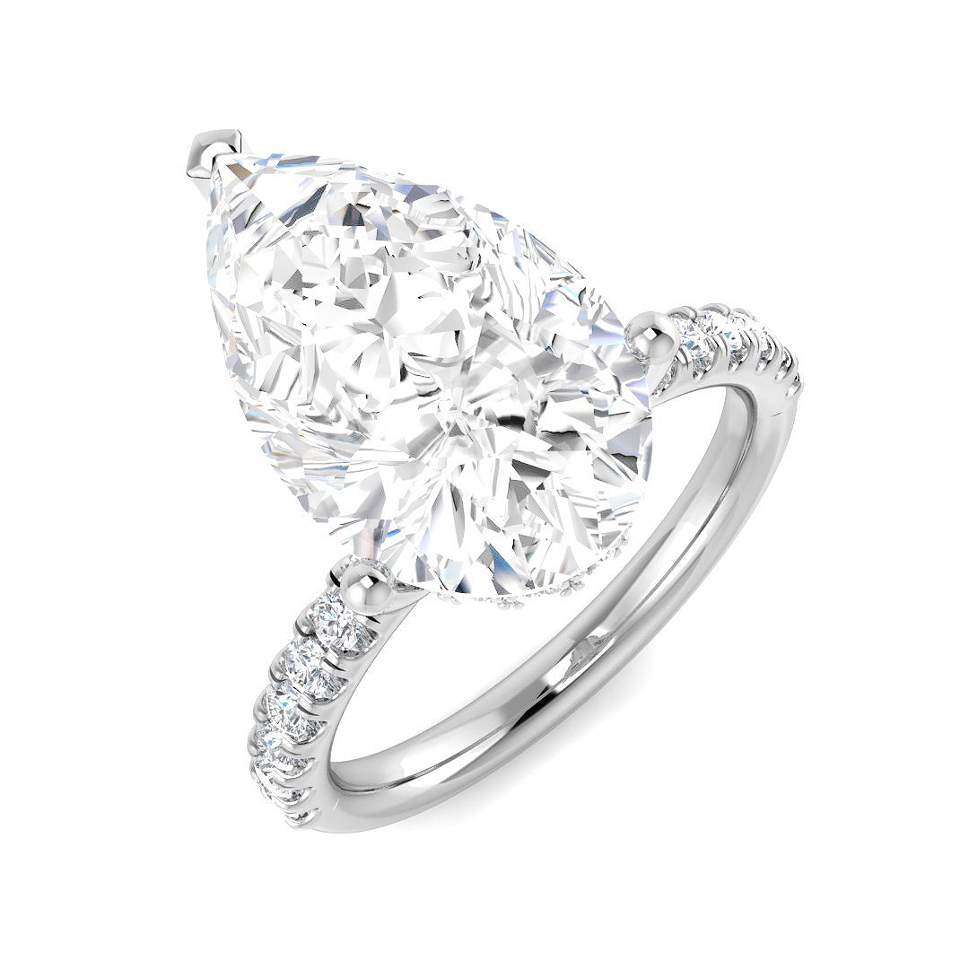 9ct White Gold Pear Lab Grown Diamond Ring 1