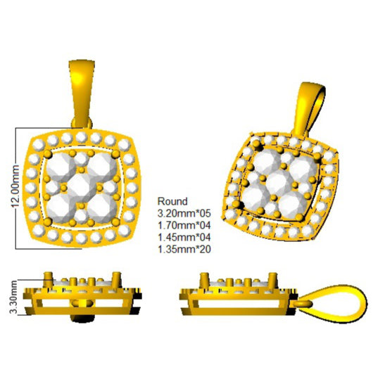 9ct Yellow Gold Round Lab Grown Diamond Pendant 2