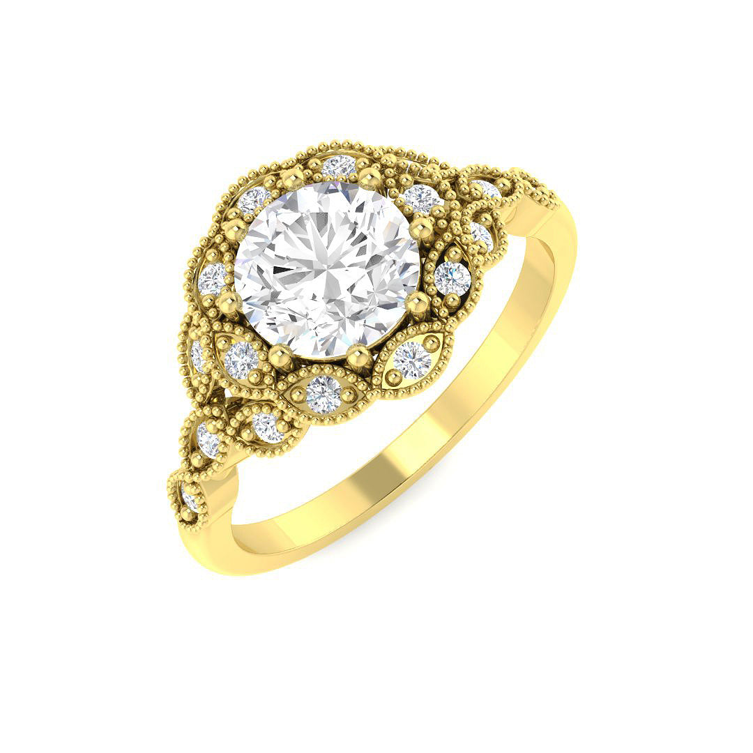 9ct Yellow Gold Round Lab Grown Diamond Ring 1