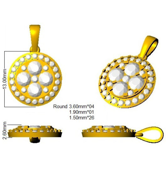 9ct Yellow Gold Round Lab Grown Diamond Pendant 2