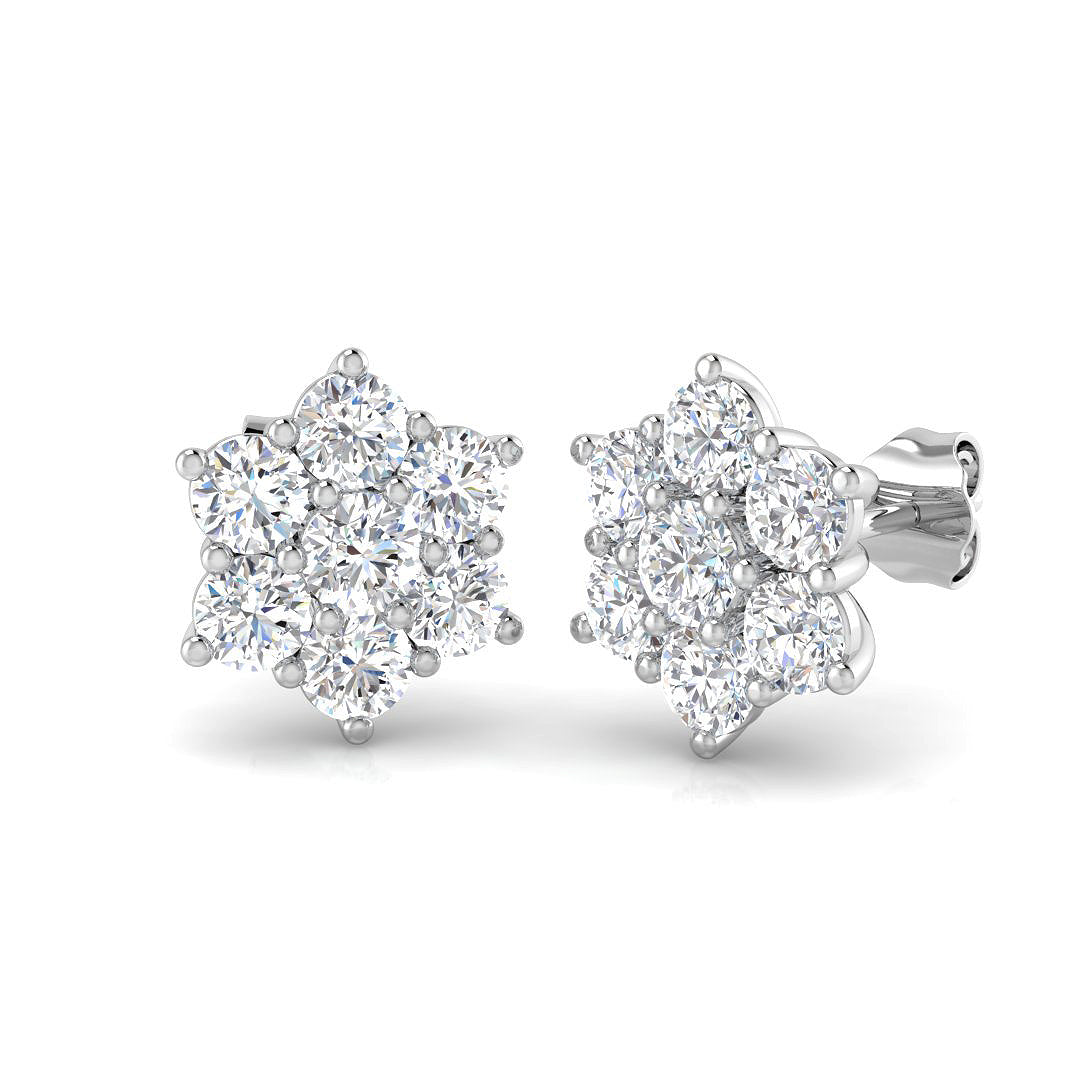 9ct White Gold Round Lab Grown Diamond Earrings 1
