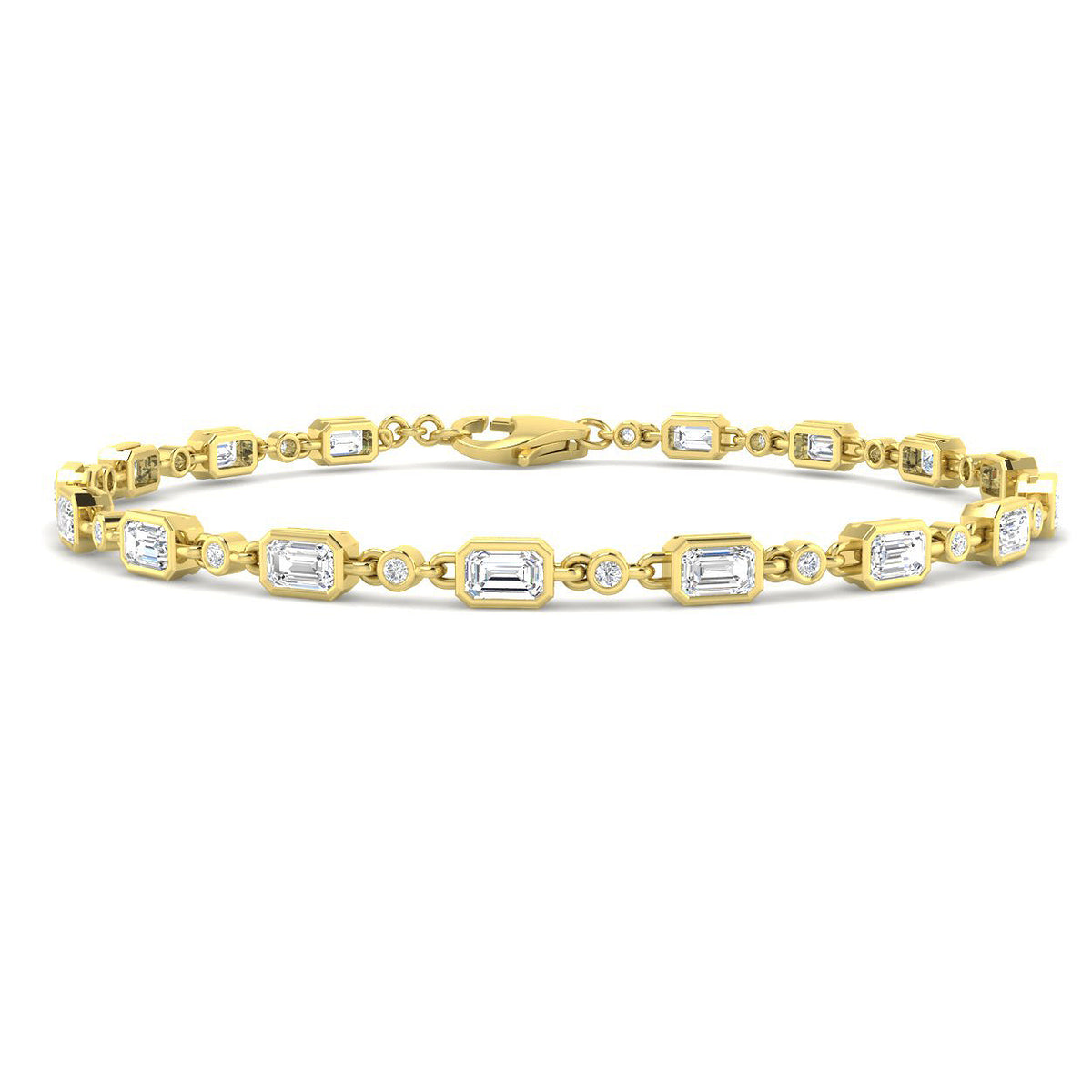 9ct Yellow Gold Emerald Cut Lab Grown Diamond Bracelet 1