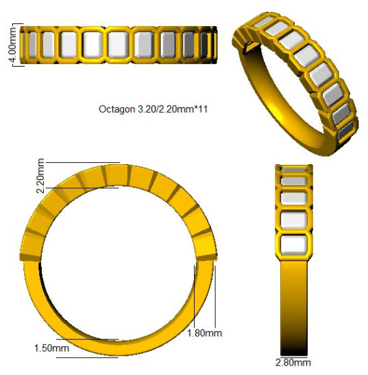 9ct Yellow Gold Emerald Cut Lab Grown Diamond Ring 3