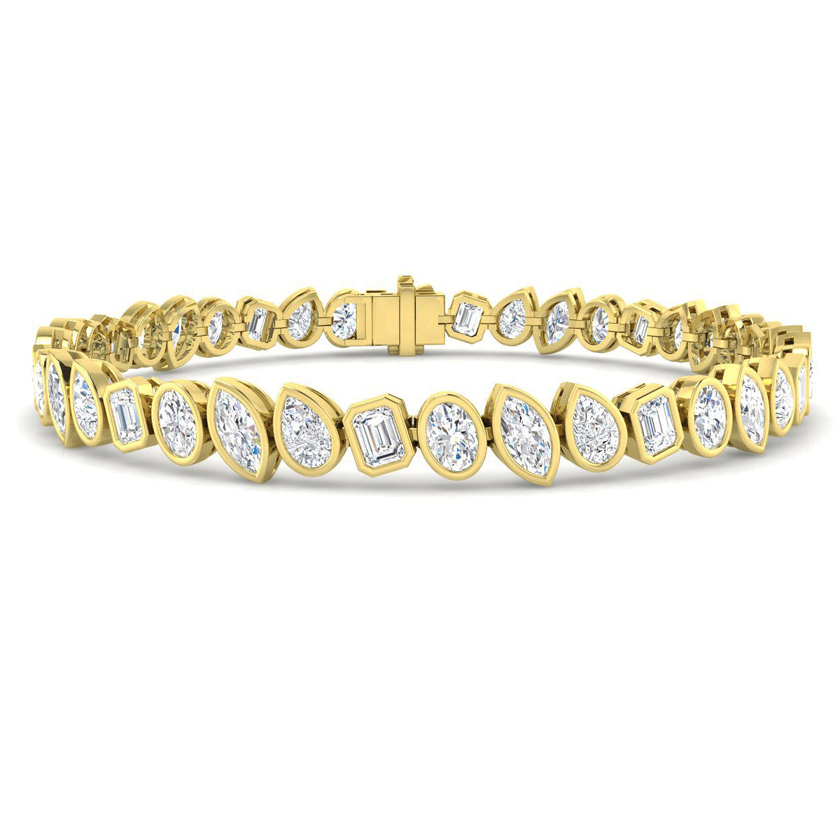 9ct Yellow Gold Emerald Cut and Marquise and Oval and Pear Lab Grown Diamond Bracelet 1
