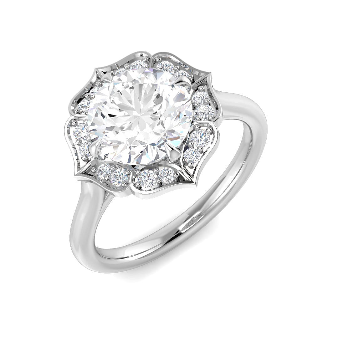 9ct White Gold Round Lab Grown Diamond Ring 1