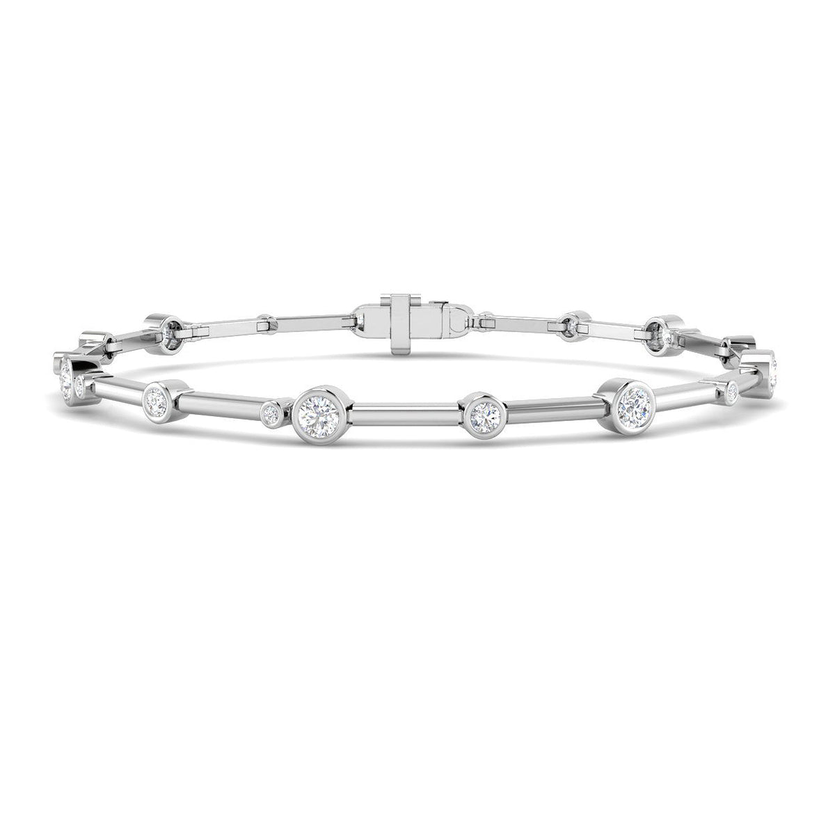 9ct White Gold Round Lab Grown Diamond Bracelet 1