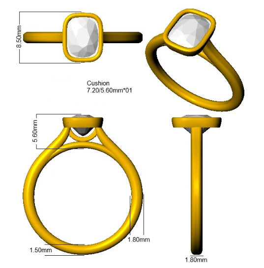 9ct Yellow Gold Cushion Lab Grown Diamond Ring 3