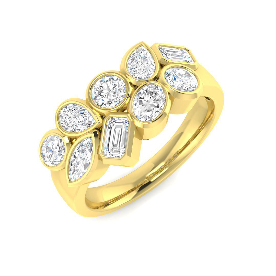 9ct Yellow Gold Emerald Cut and Marquise and Oval and Pear Lab Grown Diamond Ring 1