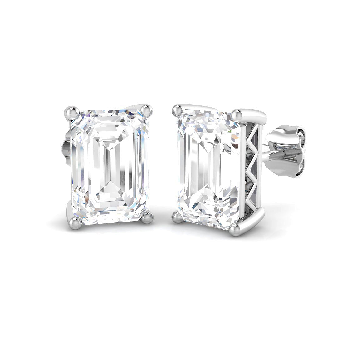 9ct White Gold Radiant Lab Grown Diamond Earrings 1