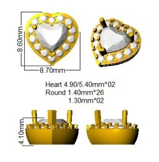 9ct Yellow Gold Heart Lab Grown Diamond Earrings 2