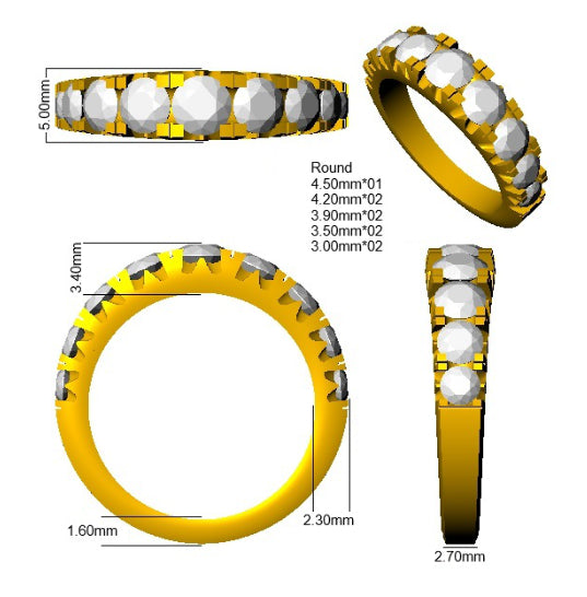 9ct Yellow Gold Round Lab Grown Diamond Ring 3