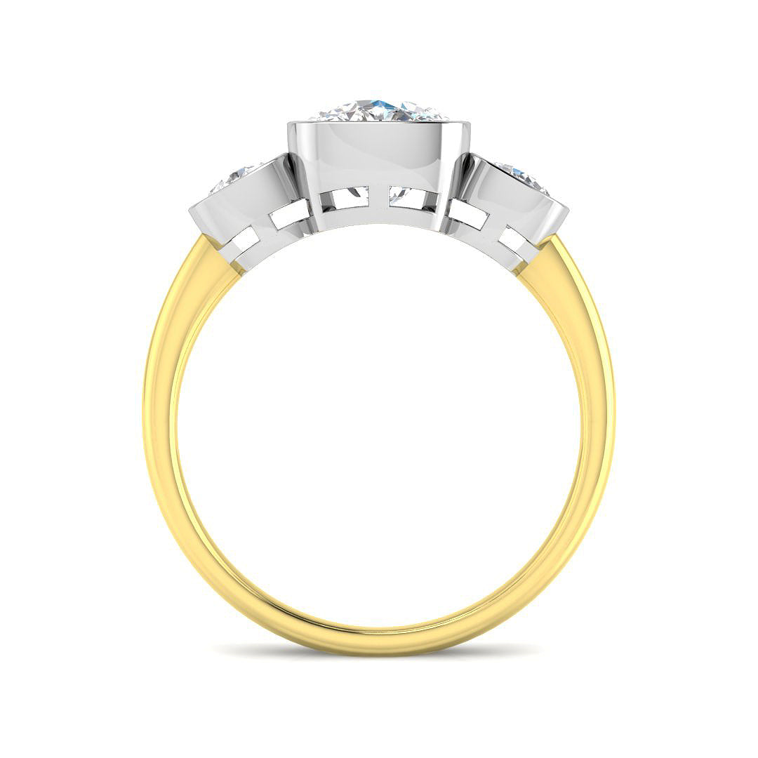 9ct Two Tone Cushion Cvd Old Cut Ring 2