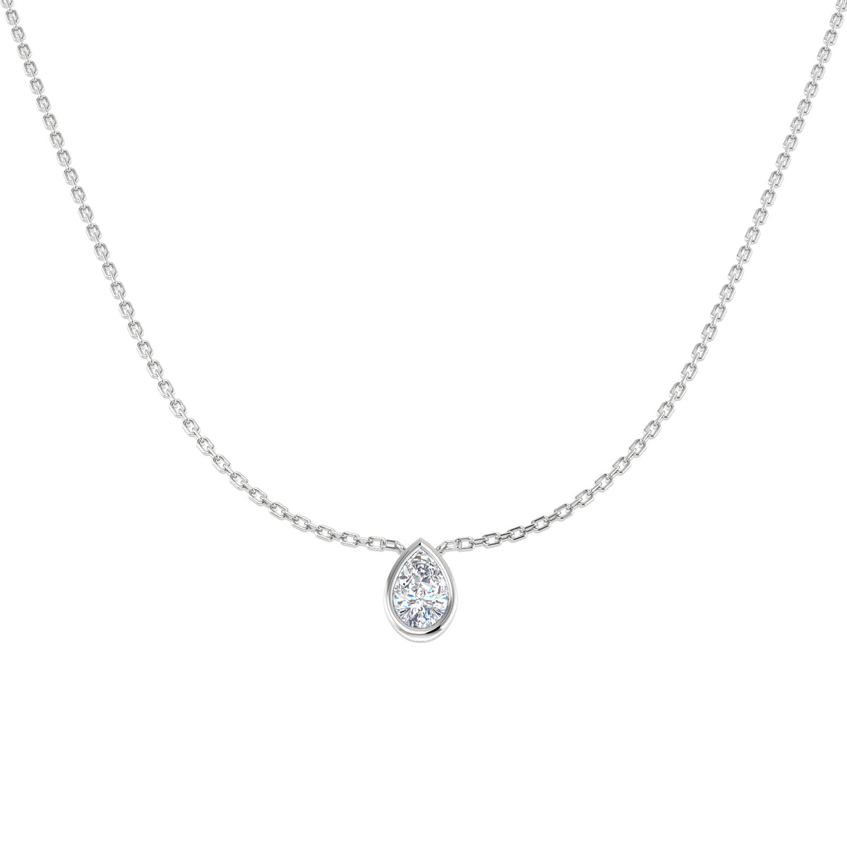 9ct White Gold Pear Lab Grown Diamond Necklace 1