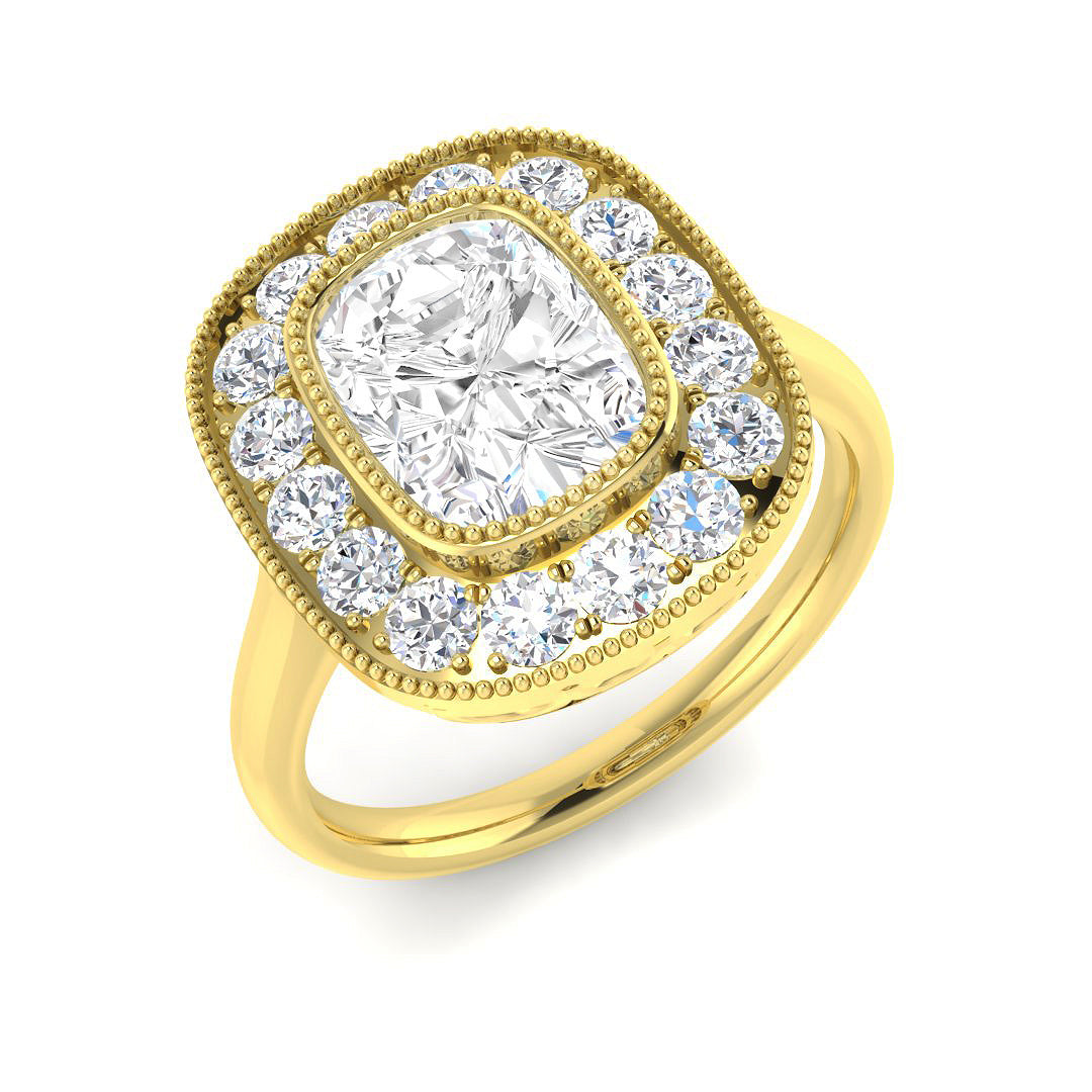 9ct Yellow Gold Cushion Cvd Old Cut Ring 1