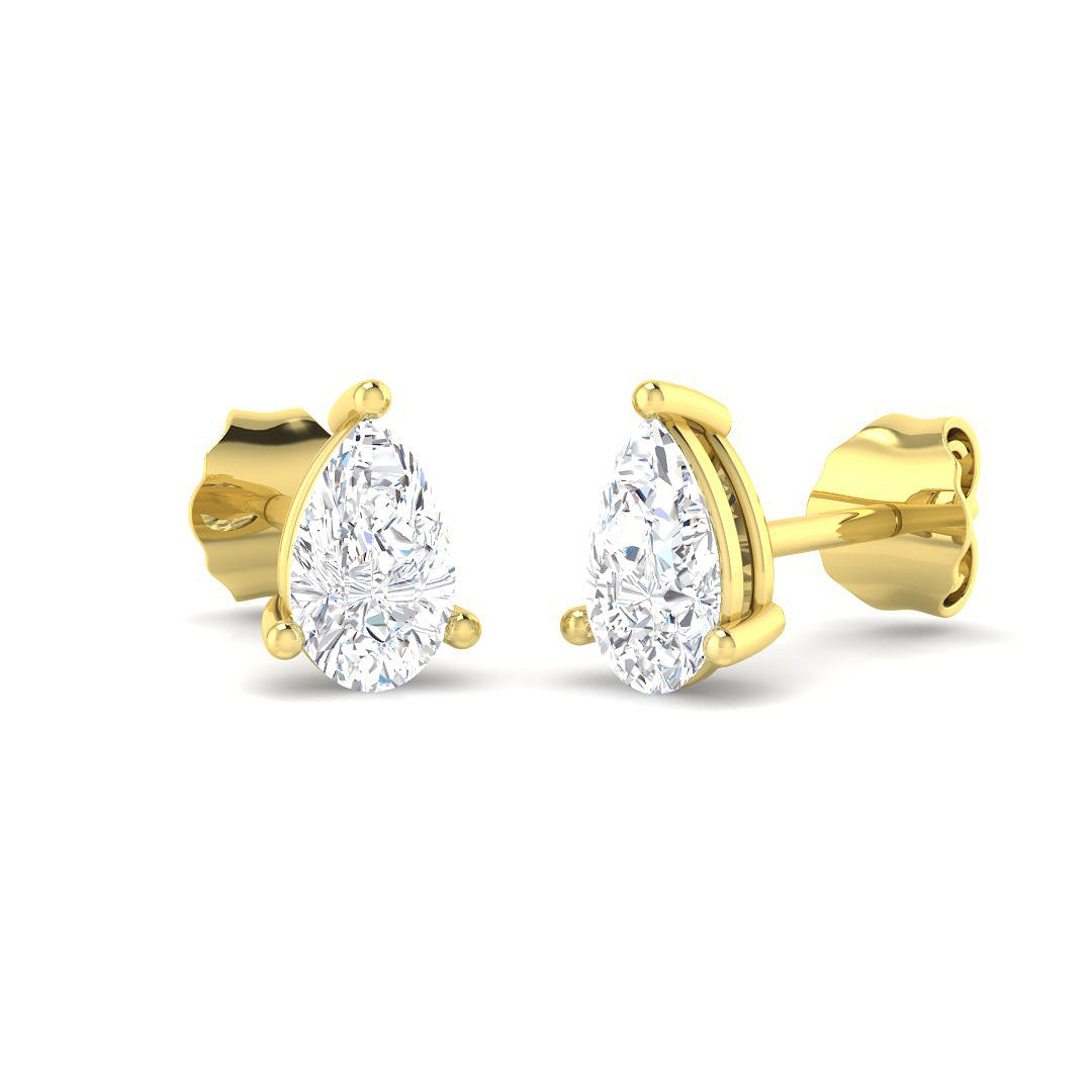 9ct Yellow Gold Pear Lab Grown Diamond Earrings 1