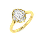 9ct Yellow Gold Emerald Cut Diamond Ring 1