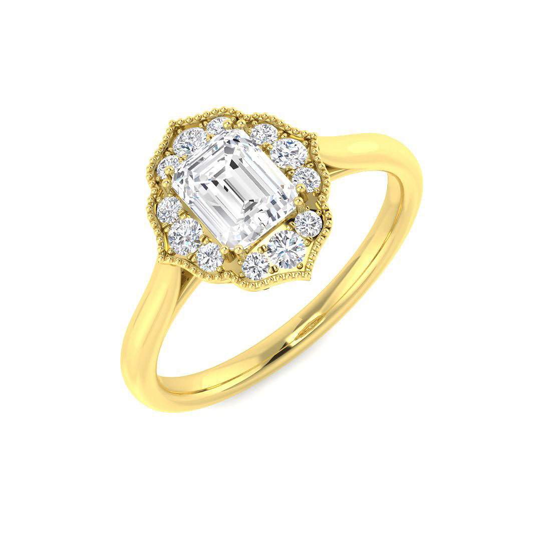 9ct Yellow Gold Emerald Cut Diamond Ring 1