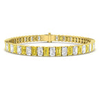 9ct Yellow Gold Emerald Cut Lab Grown Diamond and Lab Yellow Diamond Bracelet 1