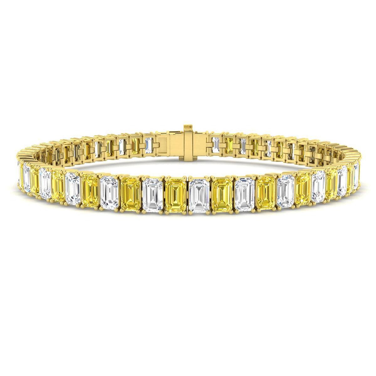 9ct Yellow Gold Emerald Cut Lab Grown Diamond and Lab Yellow Diamond Bracelet 1