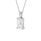 9ct White Gold Emerald Cut Lab Grown Diamond Pendant 1