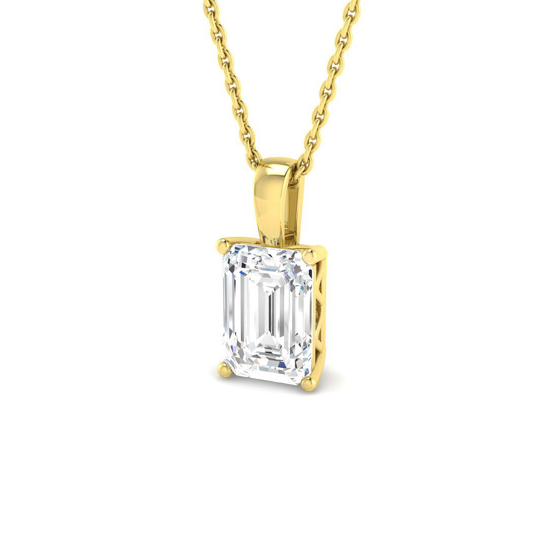 9ct Yellow Gold Emerald Cut Lab Grown Diamond Pendant 1
