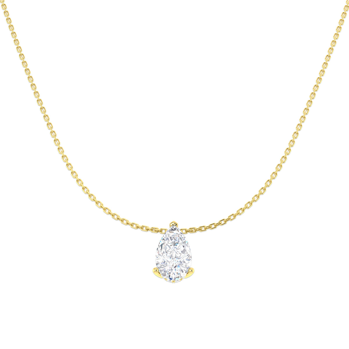 9ct Yellow Gold Pear Lab Grown Diamond Necklace 1