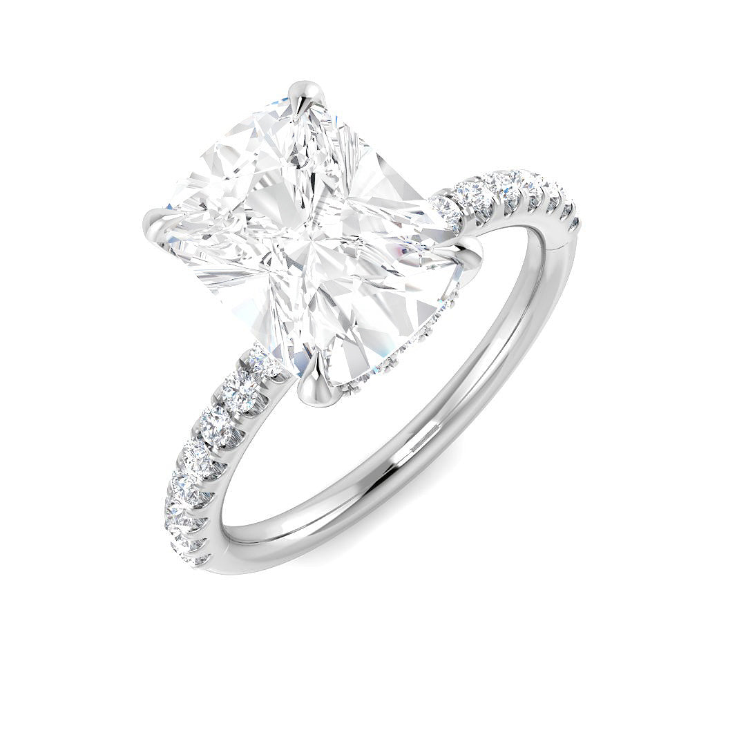 9ct White Gold Cushion Lab Grown Diamond Ring 1