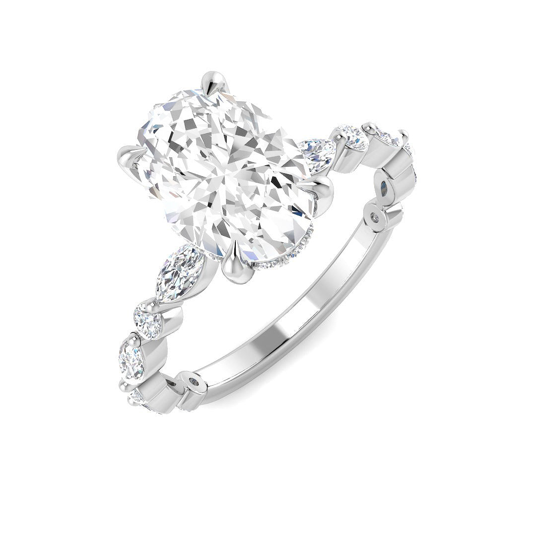 Platinum Marquise and Oval Lab Grown Diamond Ring 1