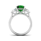 Platinum Cushion Emerald and Diamond Ring 2
