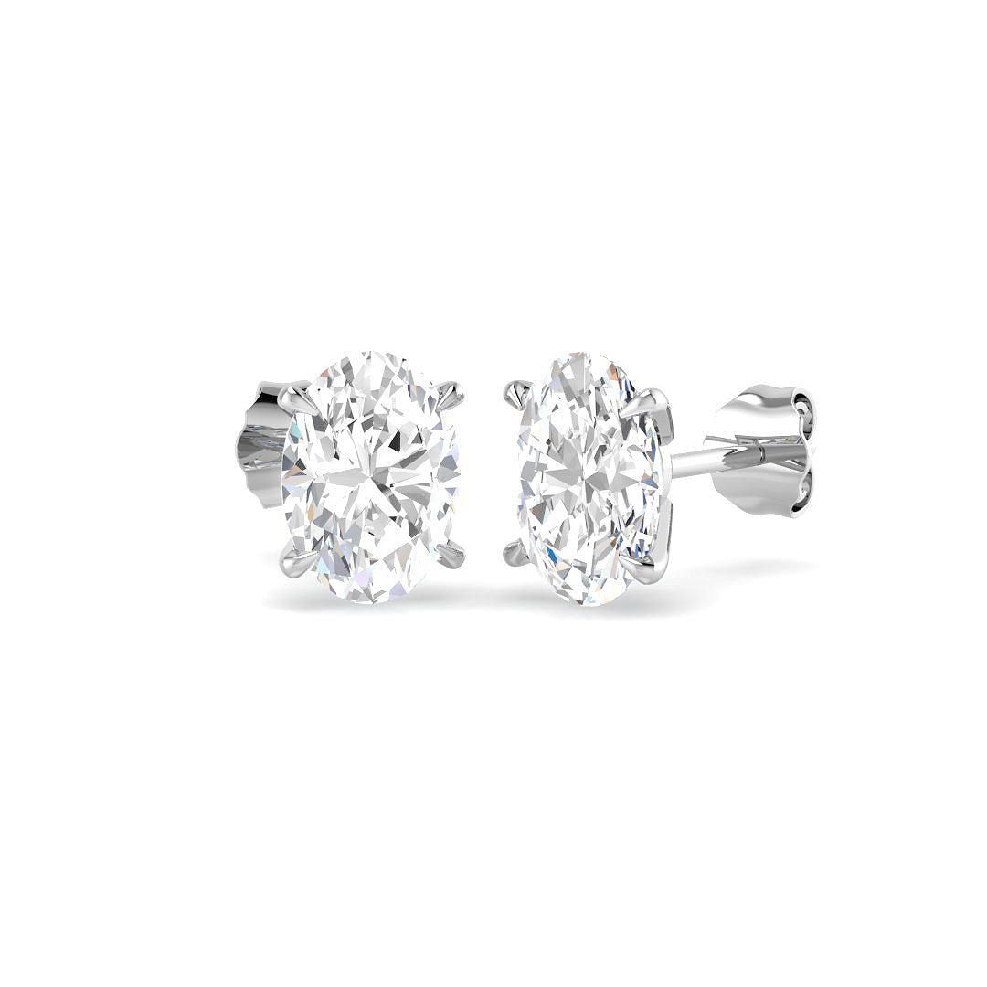 9ct White Gold Oval Lab Grown Diamond Earrings 1