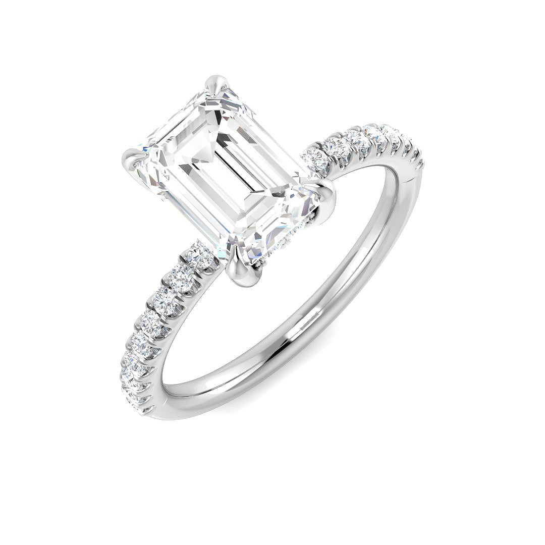 Platinum Emerald Cut Lab Grown Diamond Ring 1