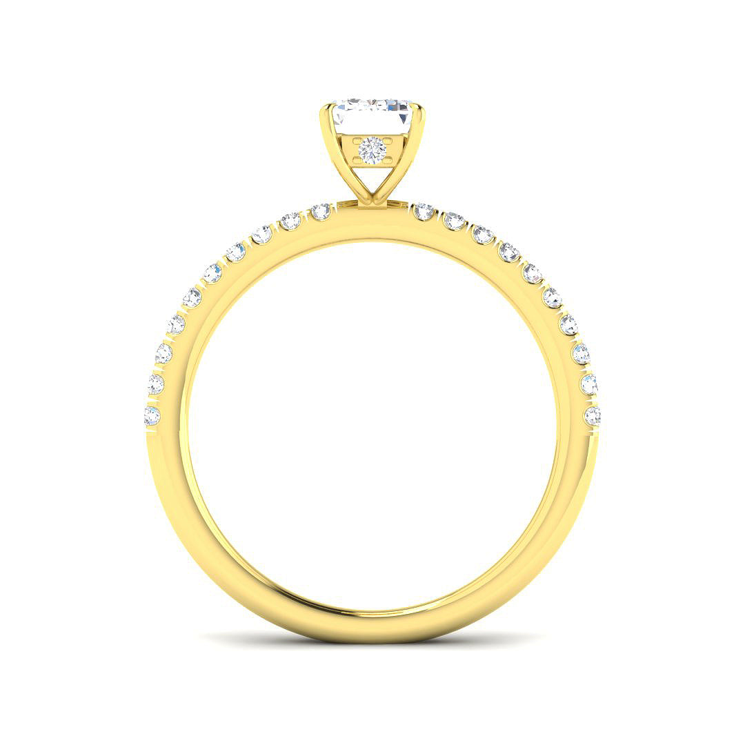 9ct Yellow Gold Emerald Cut Lab Grown Diamond Ring 2