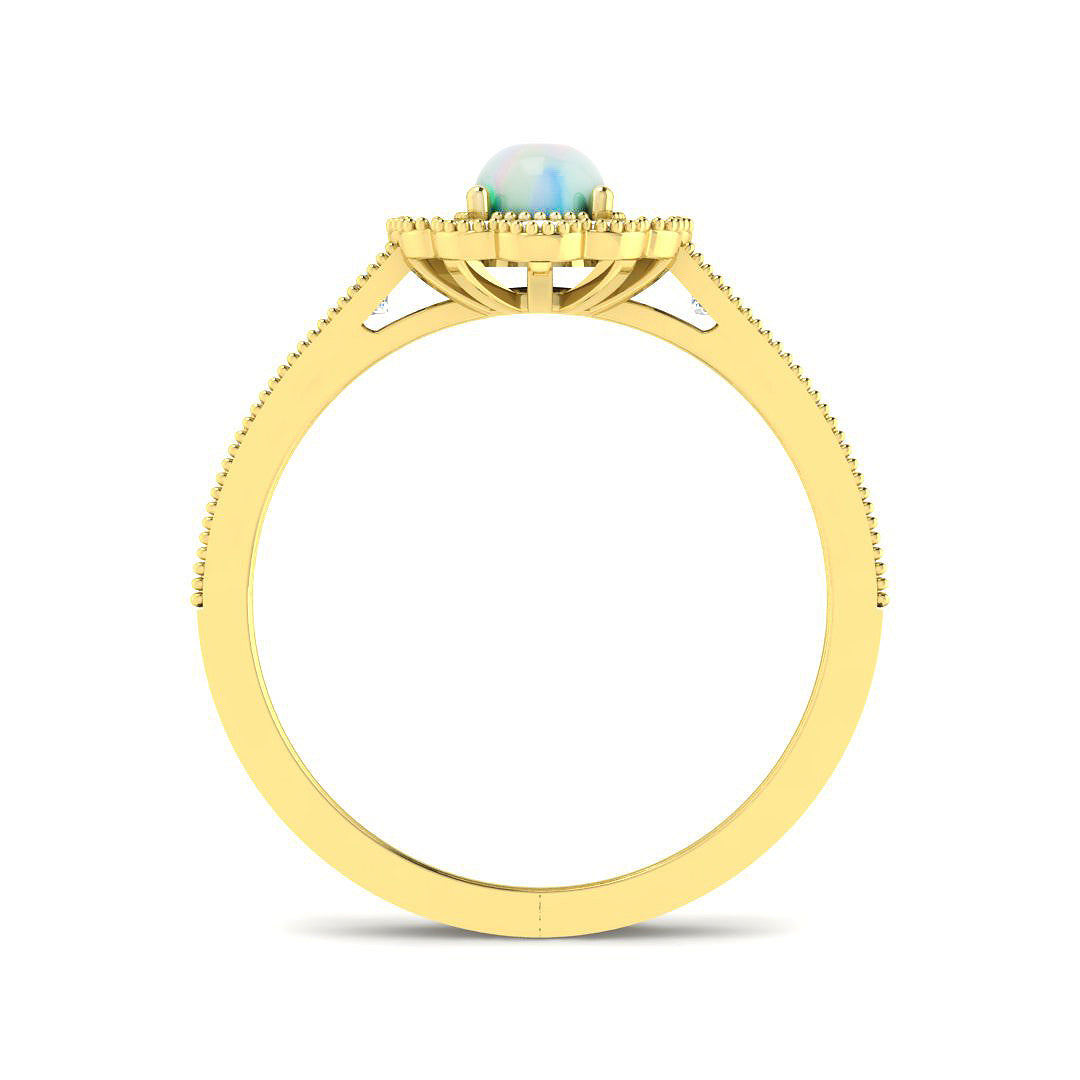 9ct Yellow Gold Oval Opal and Diamond Ring 2