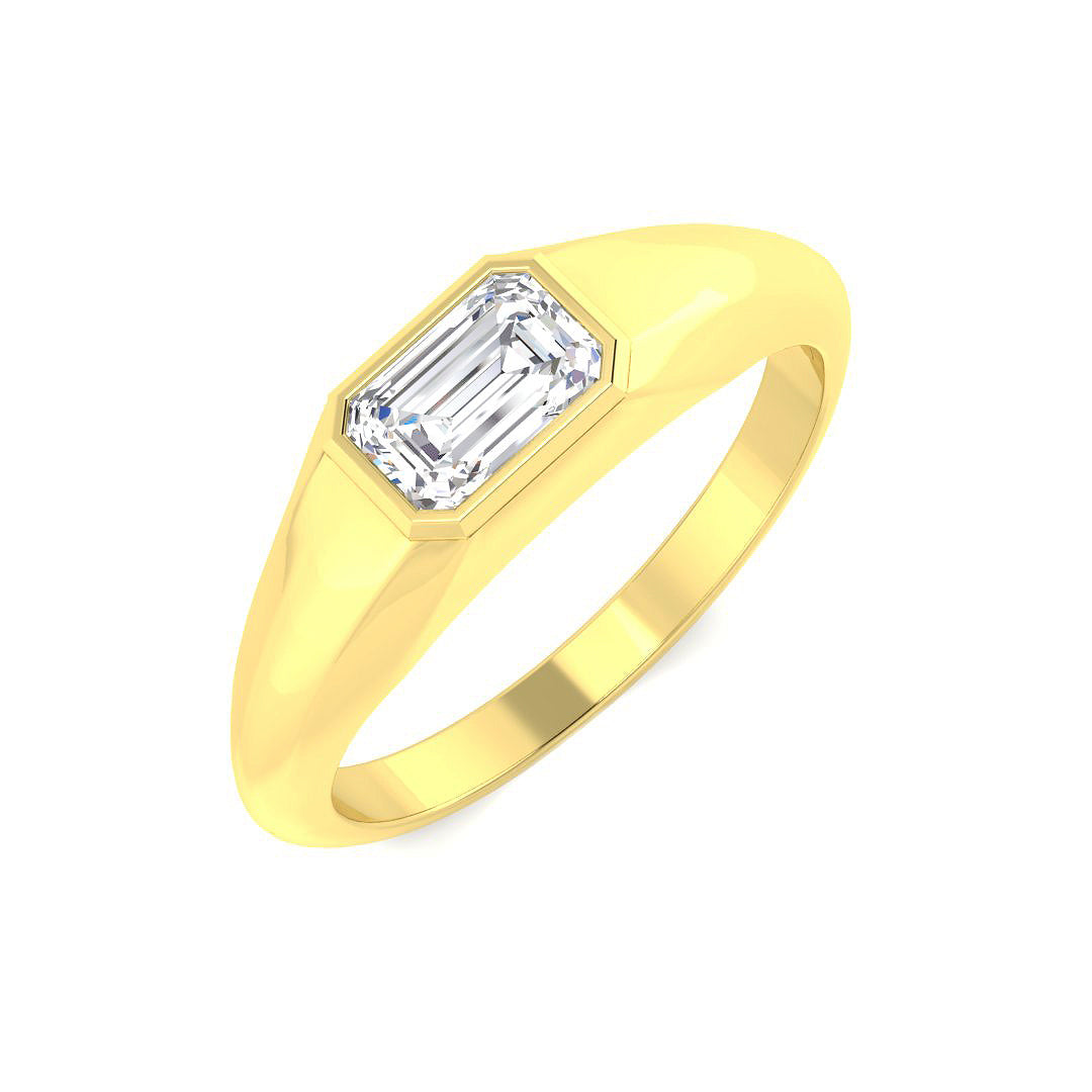 9ct Yellow Gold Emerald Cut Lab Grown Diamond Ring 1