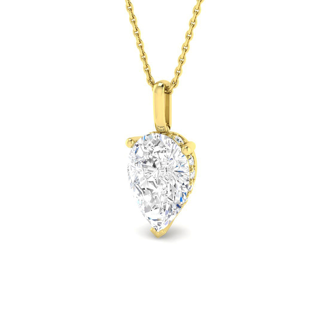 9ct Yellow Gold Pear Lab Grown Diamond Pendant 1