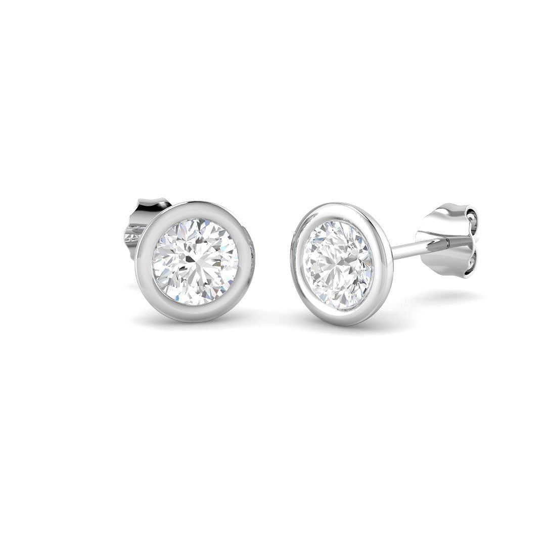 18ct White Gold Round Lab Grown Diamond Earrings 1